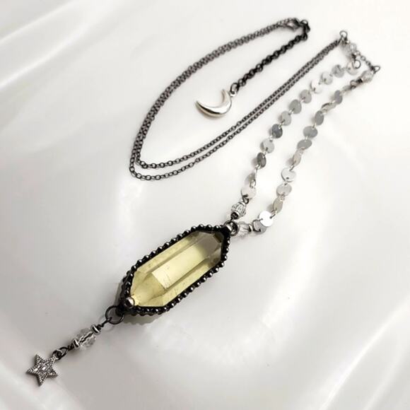 Genuine Citrine Crystal Boho Necklace - Picture 2 of 5